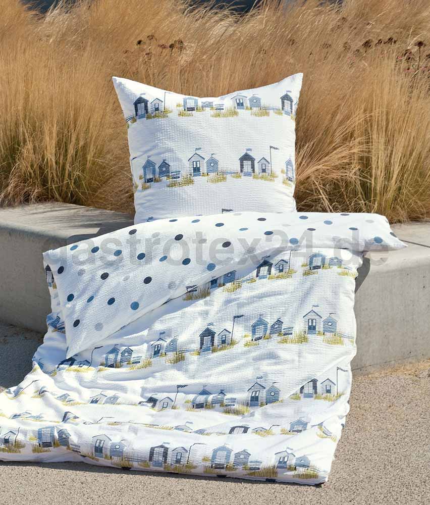 Seersucker-Bettwäsche mit Motiv Dünenlandschaft, mit Reißverschluß