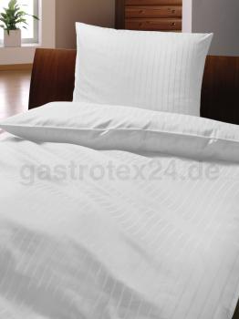 Hotelbettwäsche Luna weiß mit Wechselstreifen 6/24 mm