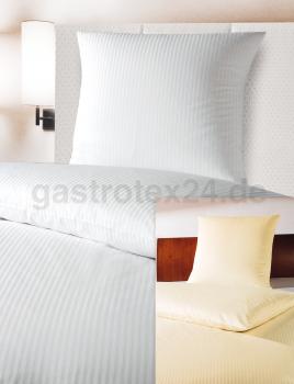 Hotel Damast Bettwäsche "Lisa" 4 mm gestreift Farben weiß und sekt