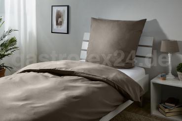 Satin-Bettwäsche "Olli" Farbe taupe mit 2 mm Streifen und Hotelverschluß
