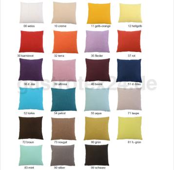 Dekokissen "Milano" Farbkarte mit 23 Farben