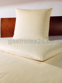 Damast-Bettwäsche Lisa 4 mm Streifen in Farbe sekt mit Hotelverschluß