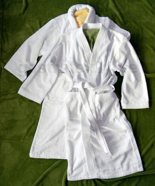 "Tokio" Hotel-Bademantel - Kimono - weiss - Walkfrottier - 360 gr/qm - Gr. XL