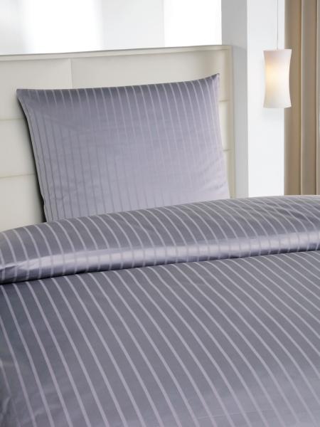 Bettwäsche Viola anthrazit 2/12 mm Streifen Hotelqualität