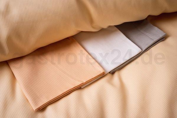 Satin-Bettwäsche "Olli" grau und apricot mit 2 mm Streifen und Hotelverschluß
