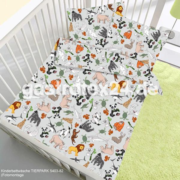 "Tierpark" - Kopfkissenbezug 40/60 cm - 100% Baumwolle - Druck mehrfarbig allover