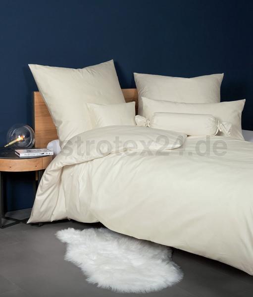 Uni-Satin-Bettwäsche in Farbe ecrue aus 100% Baumwolle mit Reißverschluß