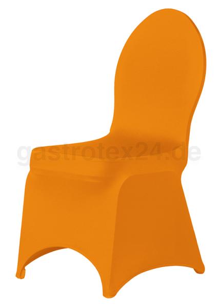 Stretch-Stuhlhusse Eminence in Farbe orange für Bankettstuhl mit rundem Rücken