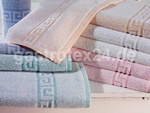"Rhodos" - Duschtuch 70/140 cm - 80% Baumwolle/20% Polyester - Griechenbordüre - 340 gr/qm
