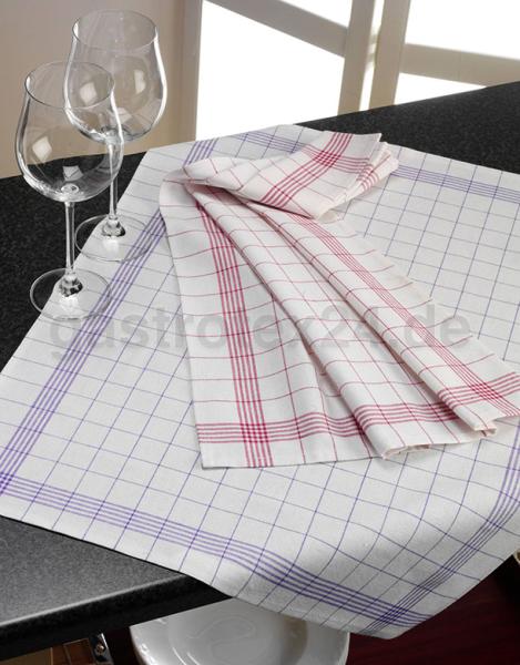 "Ruhr" - Geschirrtücher Halbleinen - 50/70 cm - blau/weiß, rot/weiß - kariert - 200 gr/qm