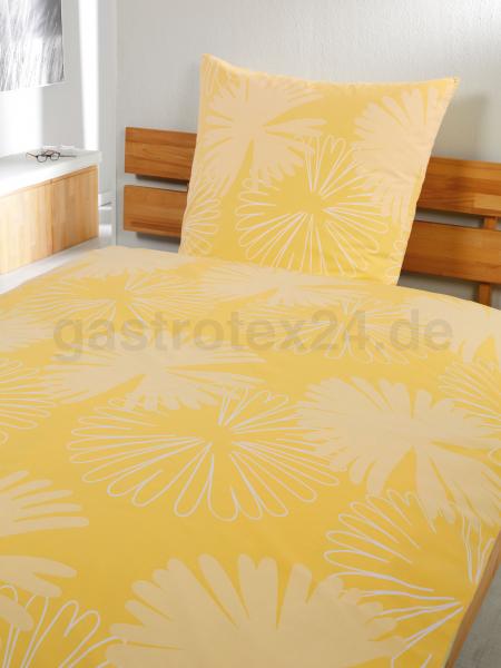 Bettwäsche Doro sonne mit Blumen allover und Hotelverschluß