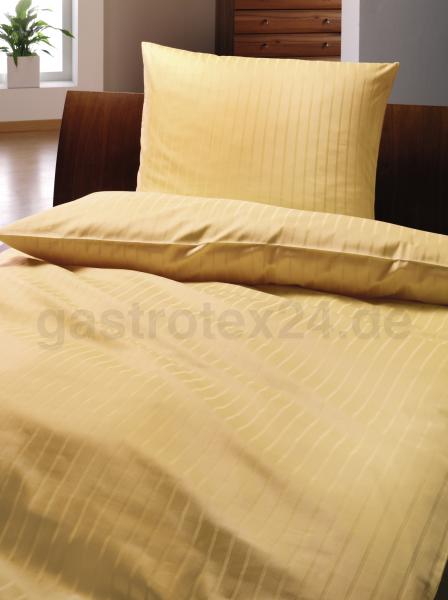Hotel Kopfkissenbezug "Luna" 60/80 cm mit Wechselstreifen 6/24 mm in Farben weiss und gold