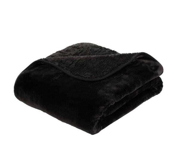 Superflauschige Mikrofaserdecke "Cashmere feeling" 130/170 cm in Farbe schwarz