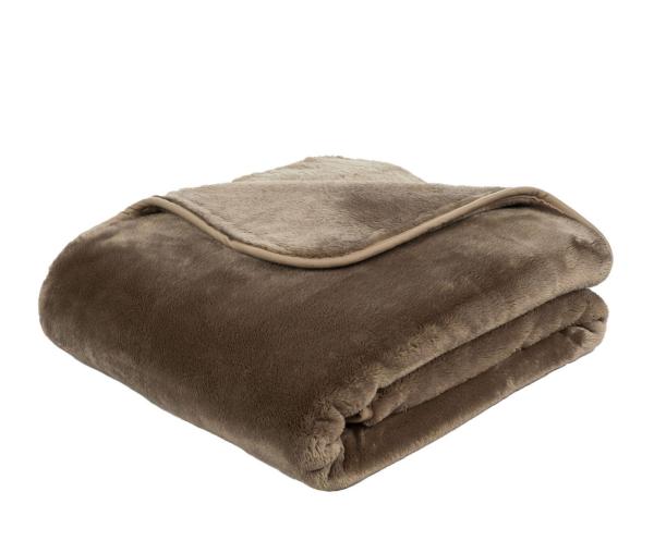 Superflauschige Mikrofaserdecke "Cashmere feeling" 130/170 cm in Farbe taupe