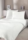 "Mexiko" - Seersucker- Hotelbettwäsche-Set 135/200 + 80/80 cm - Farbe: weiß - bügelfrei - mit Hotelverschluß